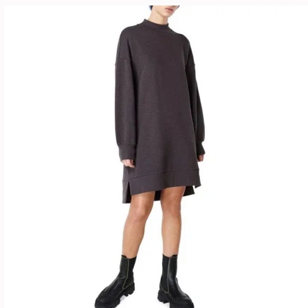 Sweaty Betty Women's Size 8-10 One & Done Sweatshirt Dress Long Sleeve Gray NWT